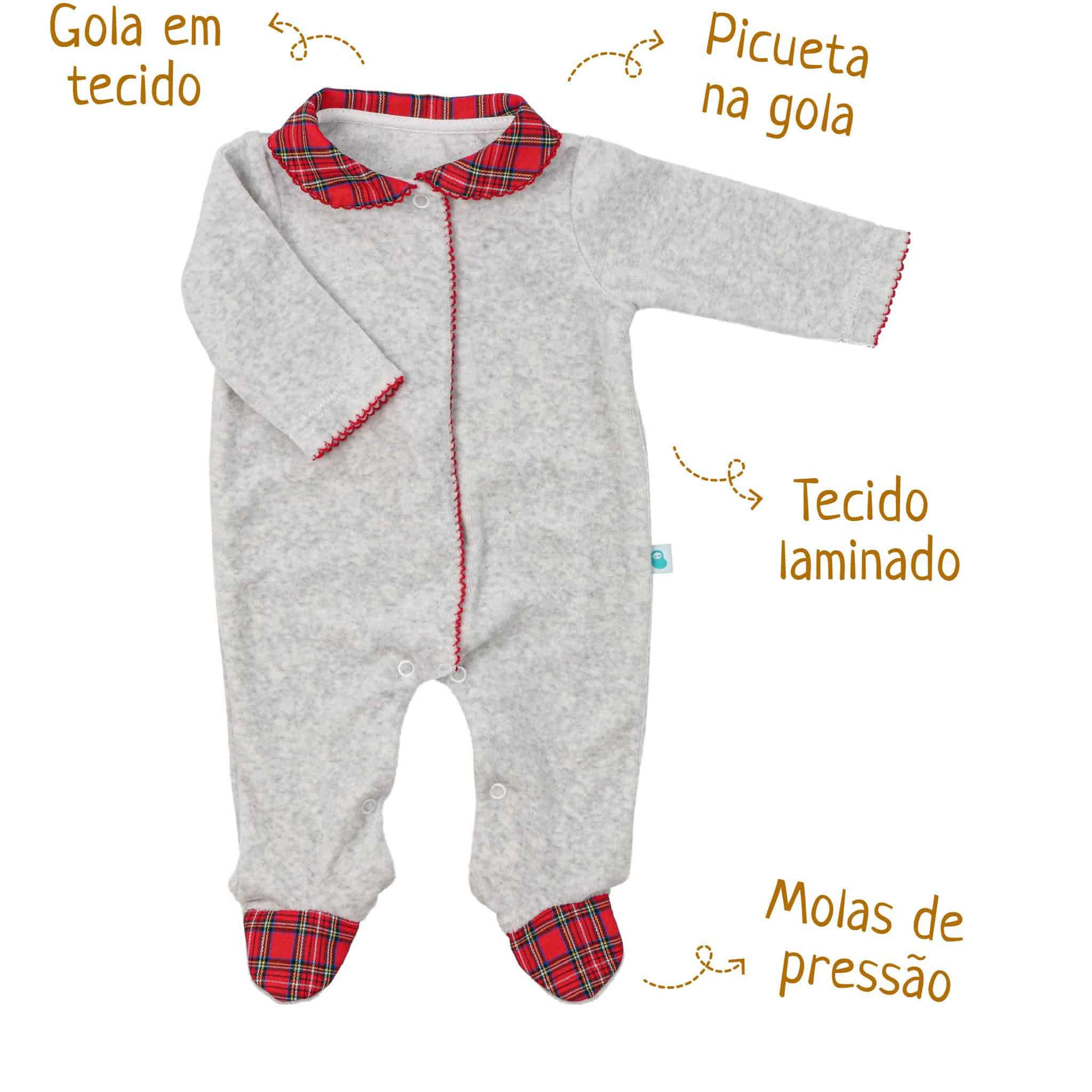 Bean Baby Clothes - Wholesale Jumpsuit - Baby - Baby BabyGrow in Grey Velvet with Round Neck1