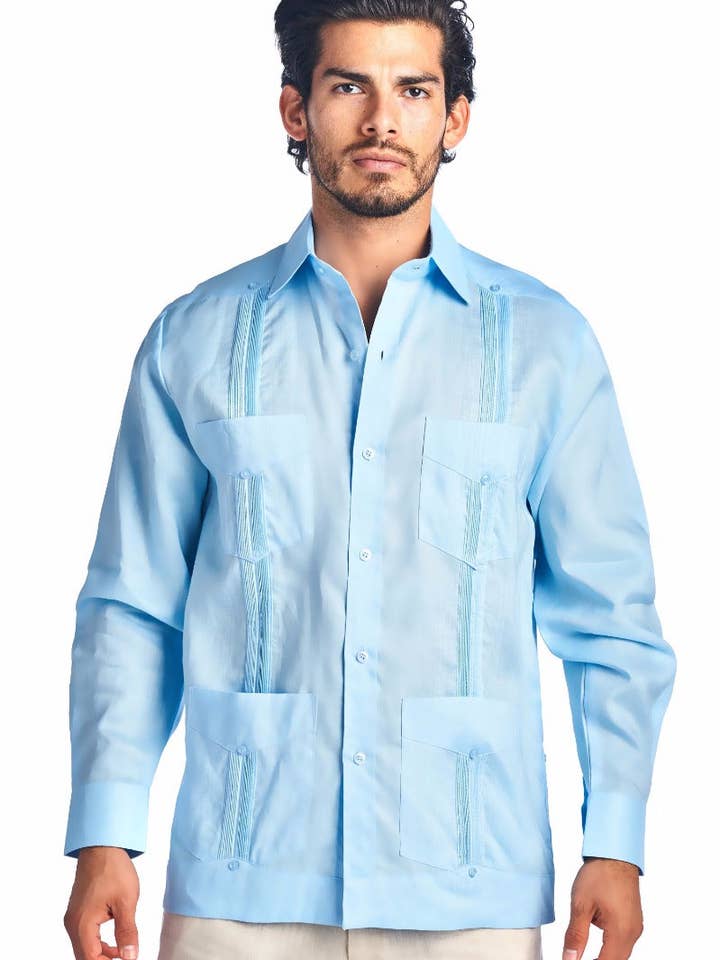 MOJITO COLLECTION – wholesale Buttoned-down shirt – Men's – Mojito Men's Plus Size Guayabera Shirt Classic Poly Cotton Long Sleeve 3X-8X11
