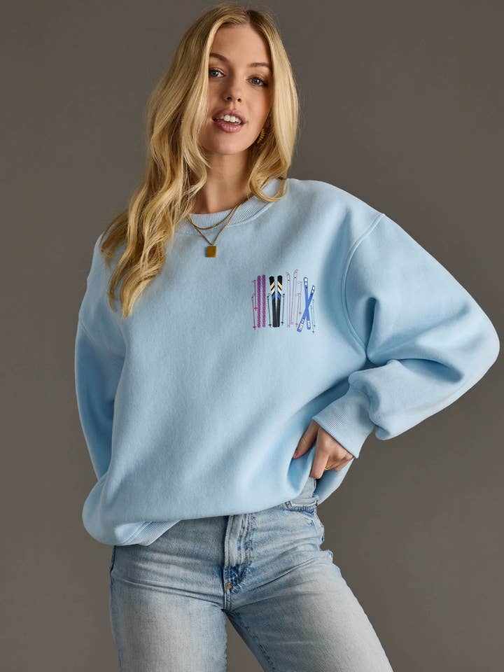Lt. Blue Apres Ski Club Sweatshirt for wholesale by Panache Apparel Co.
