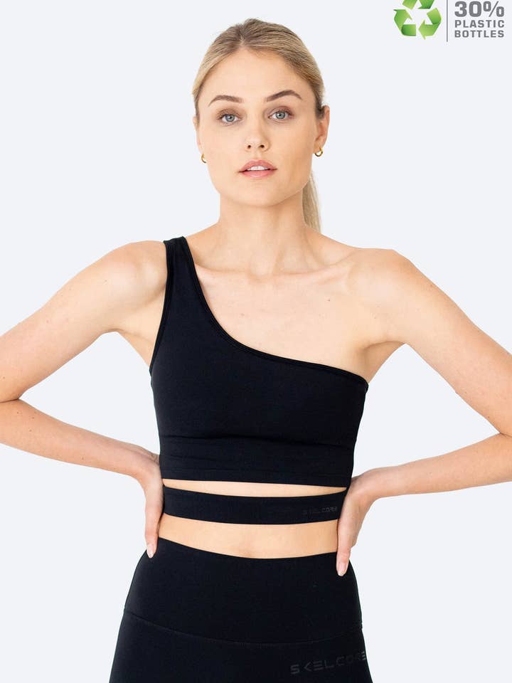Skelcore gerecyclede crop top met één schouder voor dames voor wholesale door Skelcore