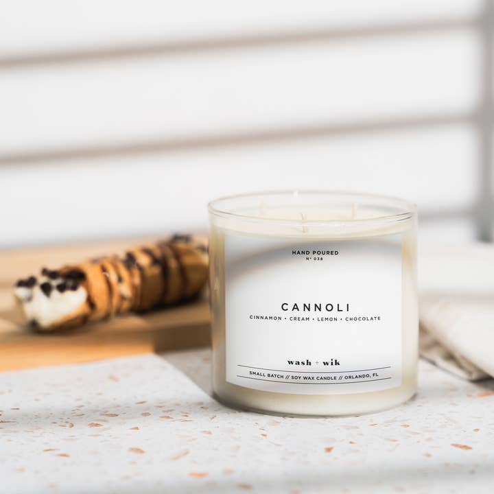Cannoli Soy Wax Candle | Cinnamon | Chocolate - 3 Wick and other Purchase Wholesale cialde cannoli siciliani. Free Returns & Net 60 Terms on Faire trending on Faire.