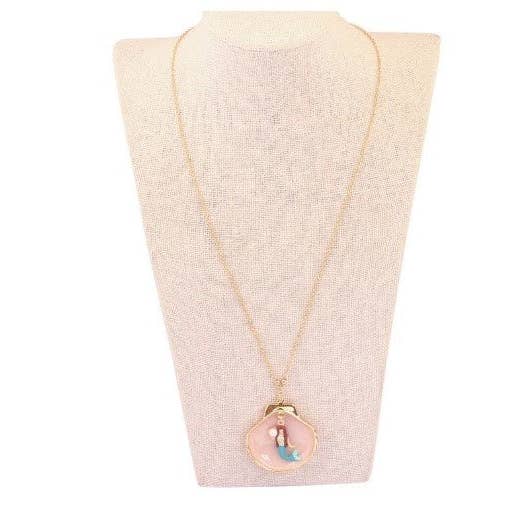 Zeemeerminparel handgeschilderde emaille halsketting met schelp voor wholesale door Exsito