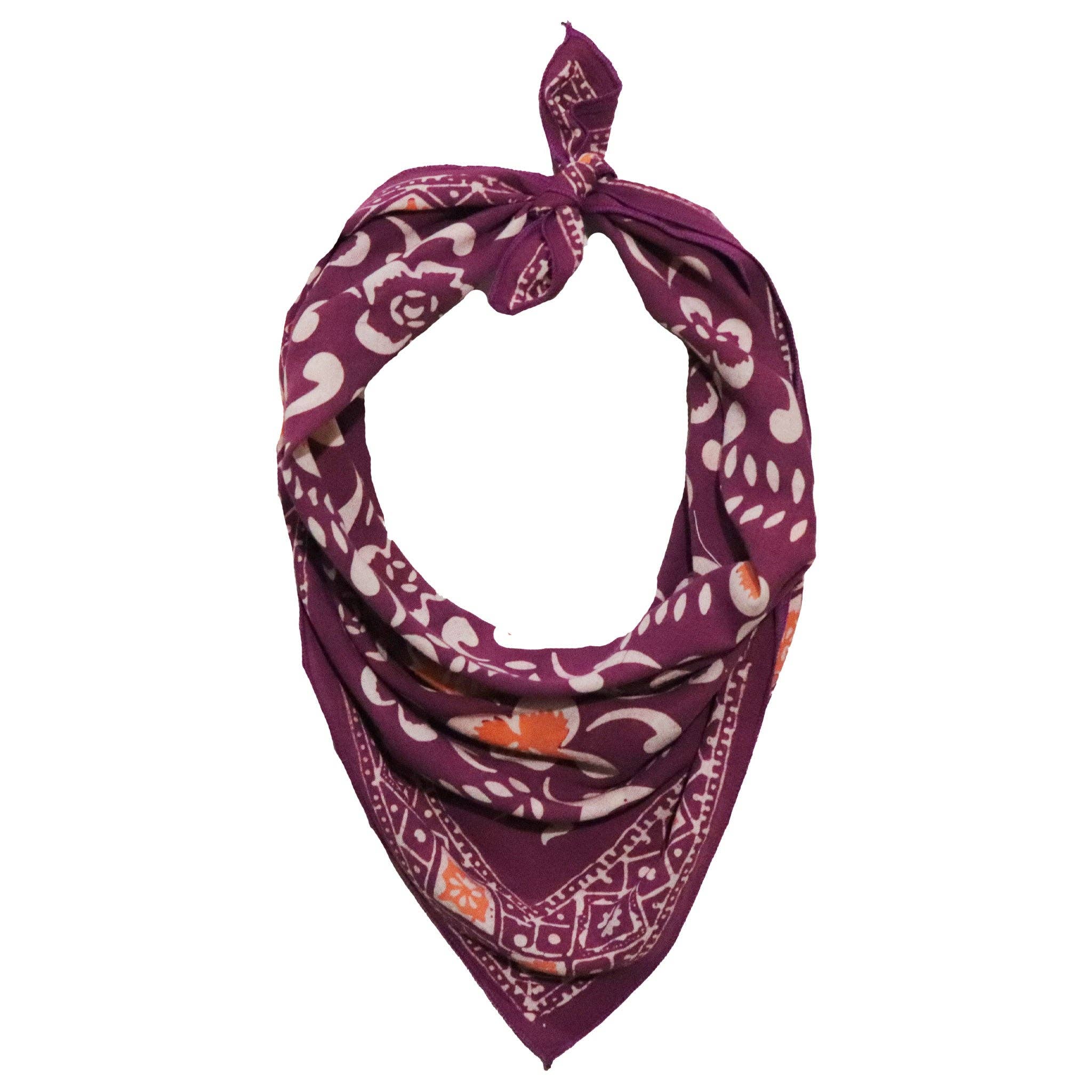 Kasih Co-op – Engroshandel Bandana - Dame – Håndfarvet Batik Bandana, 100% Blød Bomuld, Plumeria, Pink Lilla4