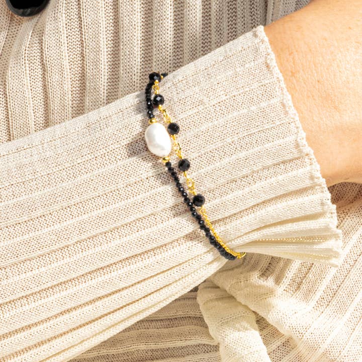 Luxenter - Wholesale Beaded Bracelet - Pulsera Luxenter de Cuarzo Hidrotermal Onix acabada en oro amarillo de 18K - Ekhao3