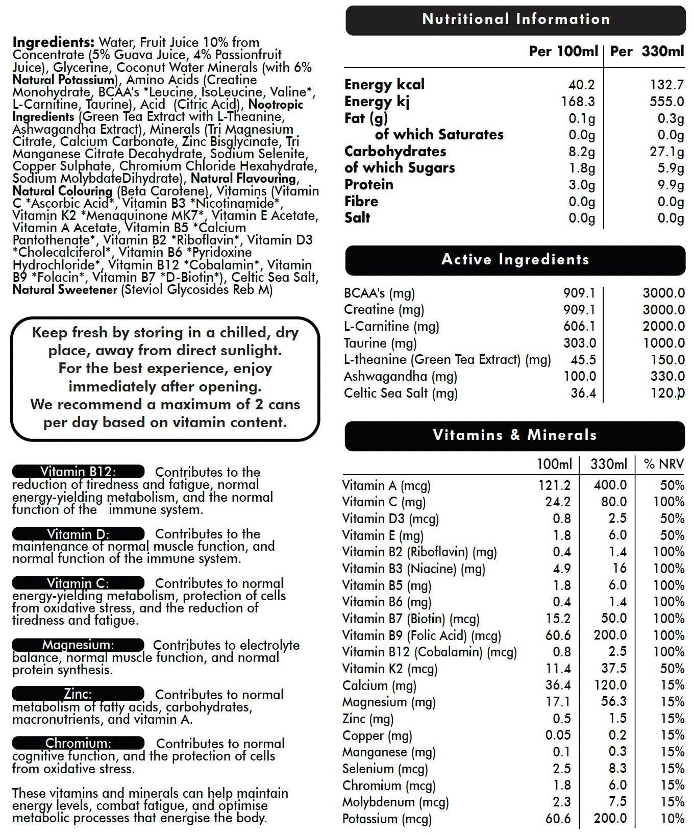 VitClear – wholesale Soda/carbonated drink – Active Health Nootropic Soda (Guava & Passionfruit) VitClear3