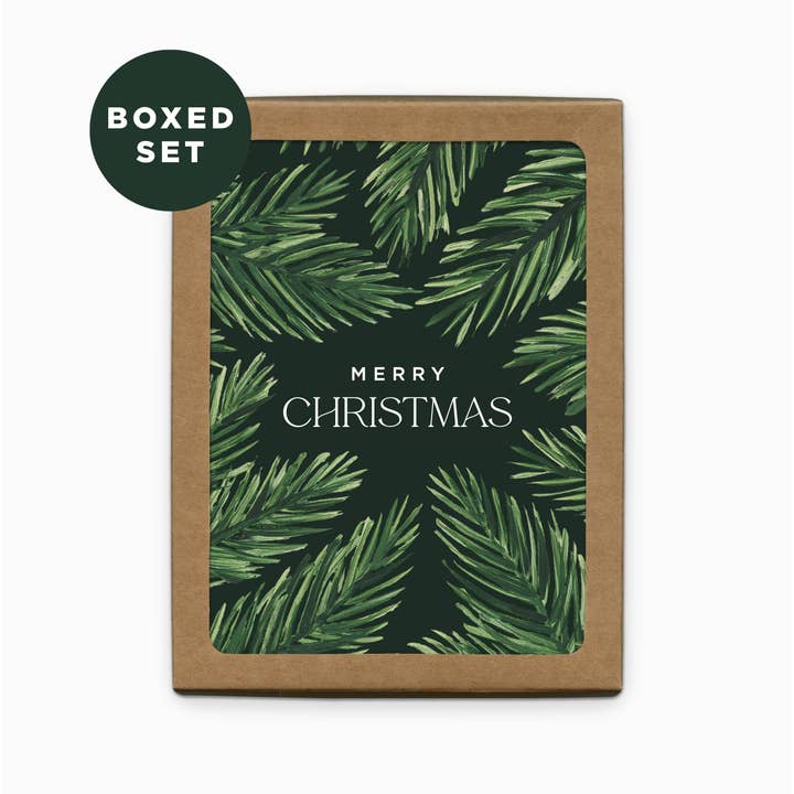 Merry Christmas Winter Fir Greeting Card | Boxed Set of 6 for wholesale by Paper Anchor Co.