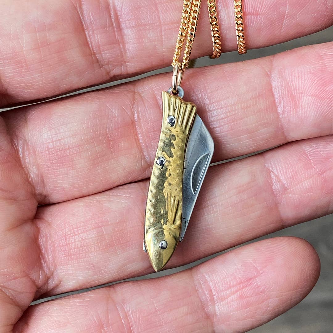 Ornamental Things - Wholesale Pendant/Charm Necklace - Small Gold Fish Knife Necklace4