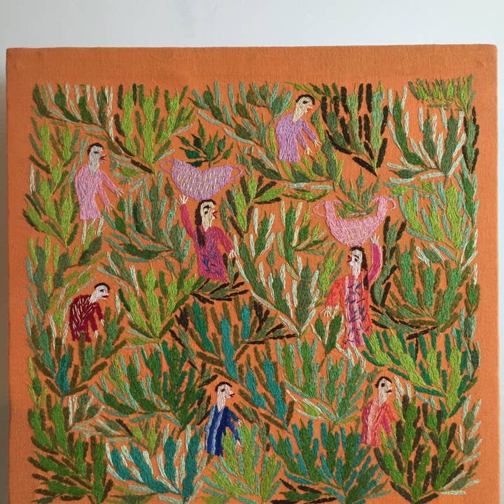 Dandarah (Ships from USA) - Wholesale Tapestry/Textile - Hand Embroidered Tapestry - Beans Picking2