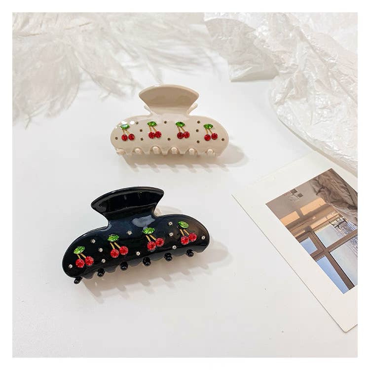 LadyJuneAccessories - Wholesale Hair Clip - Women's - Cherry Crystal Hair Claw Clip – Available in 3 colors1
