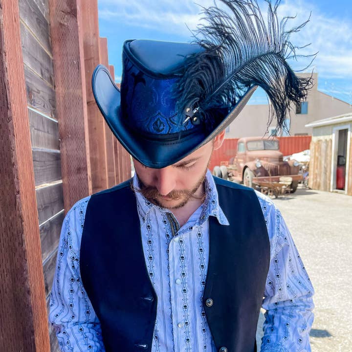 American Hat Makers - Wholesale Fedora - Unisex - Leather Festival Hat - Style Reversible Ren15