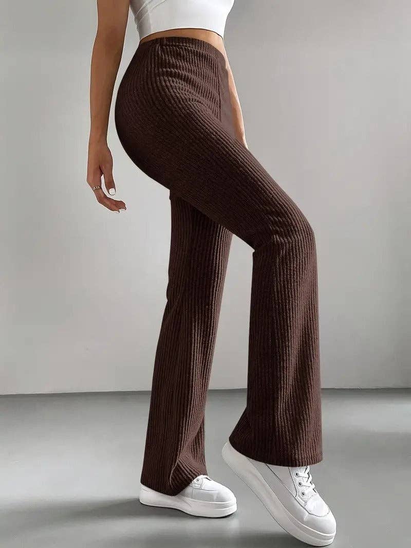 Suhkasana - Wholesale Pants - Women's - High Waist Ribbed Knit Flare Pants for Women20