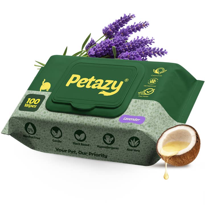 Petazy XL Lavender Dog Wipes for Paws, Butt & Body 100 Wipes for wholesale by Petazy