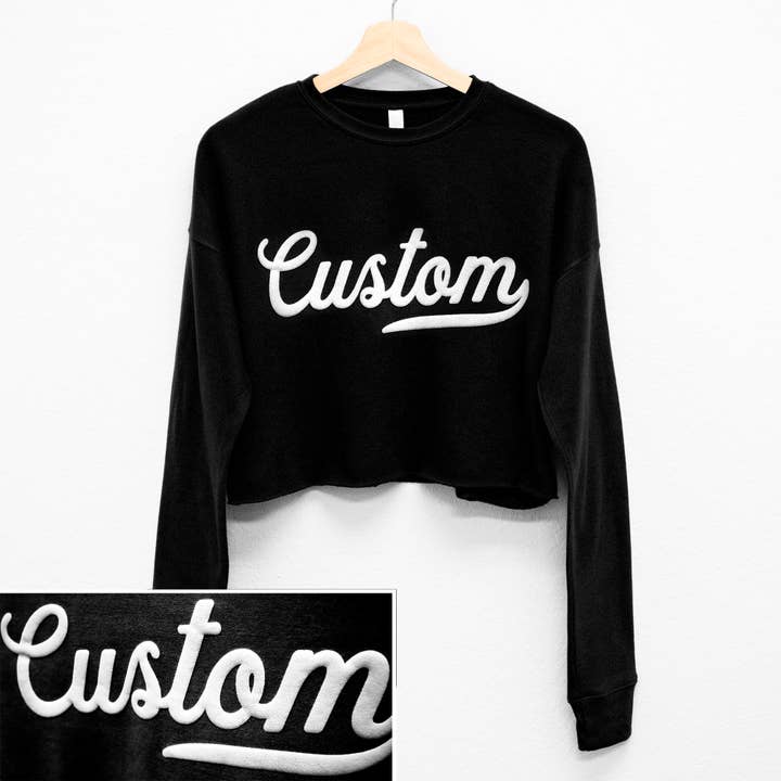 Nobullwoman Apparel - Wholesale Graphic Sweatshirt - Women's - CUSTOM Small Business Embossed Puff Print Cropped Sweater