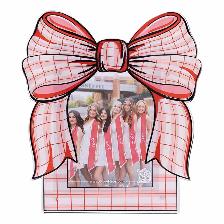 Red/Pink Bow Acrylic Frame for wholesale by Glory Haus
