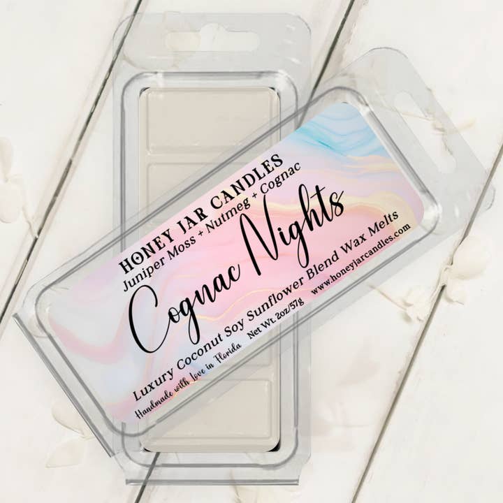 Honey Jar Creations - Wholesale Wax Melt - Cognac Nights | Palo Santo | 5-pc Snap Clamshell Wax Melts2