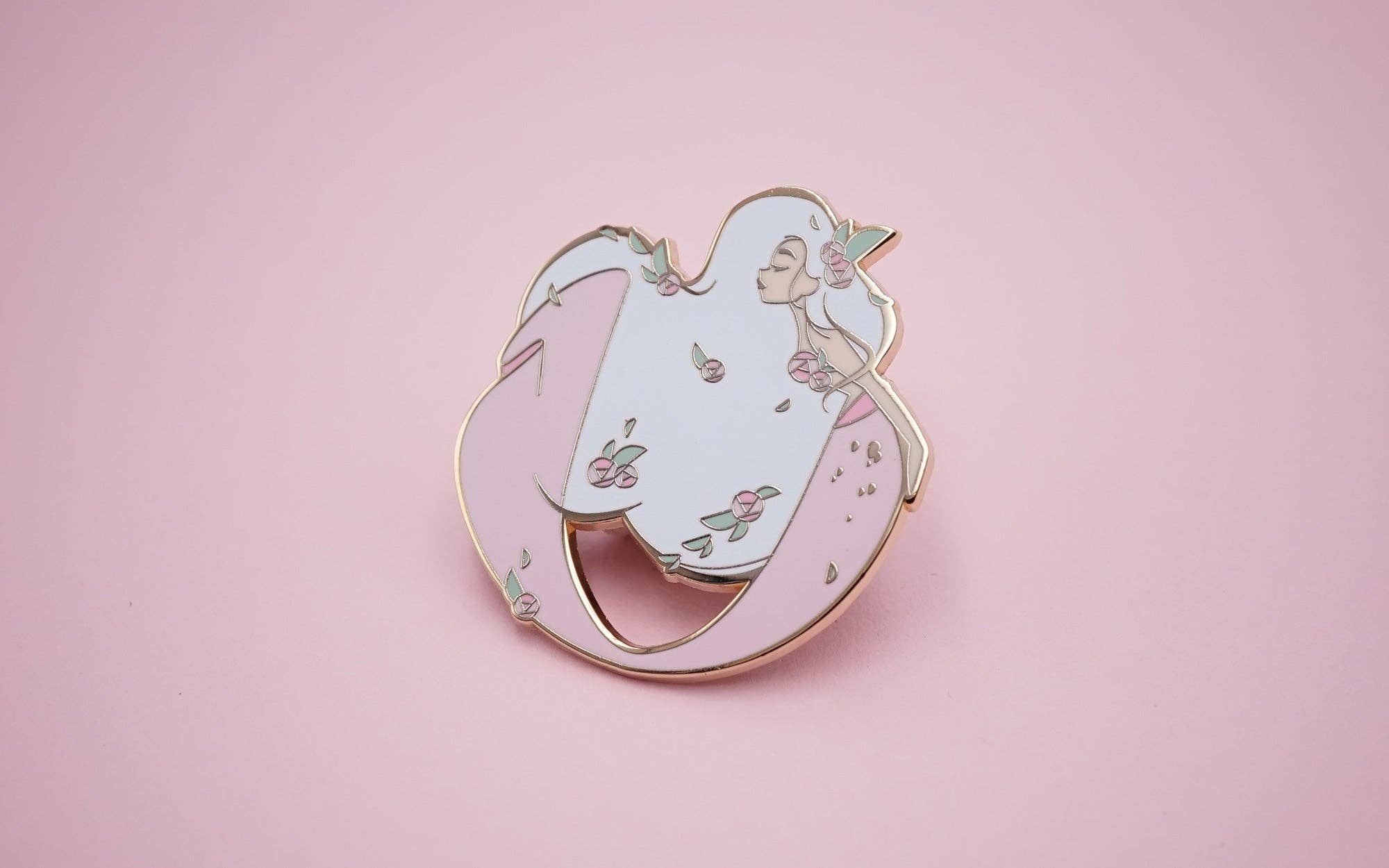 Kelly McMahon Design - Wholesale Lapel Pin/Button - Rose Mermaid Pin2