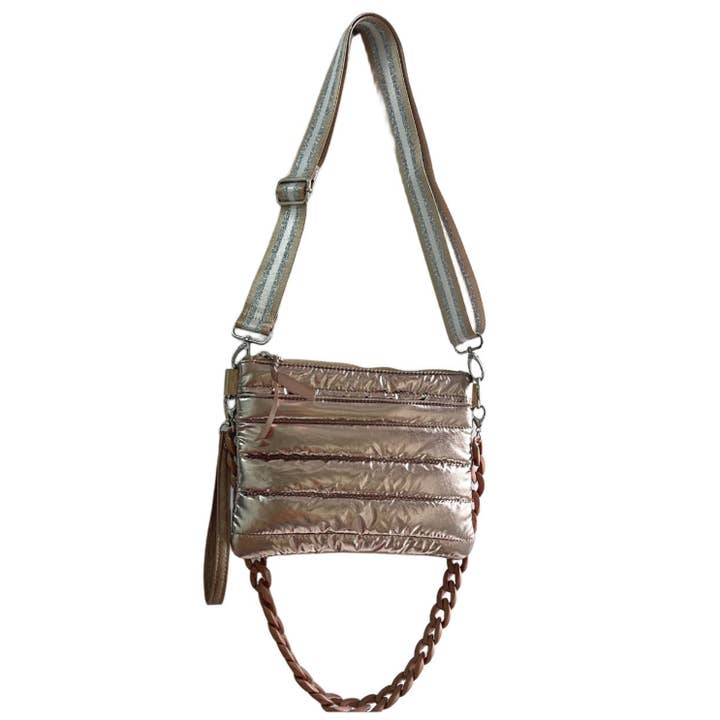 Lemonbella - Wholesale Crossbody Bag - Women's - Allie puffer Gold Metallic 4-in-1 Bag3