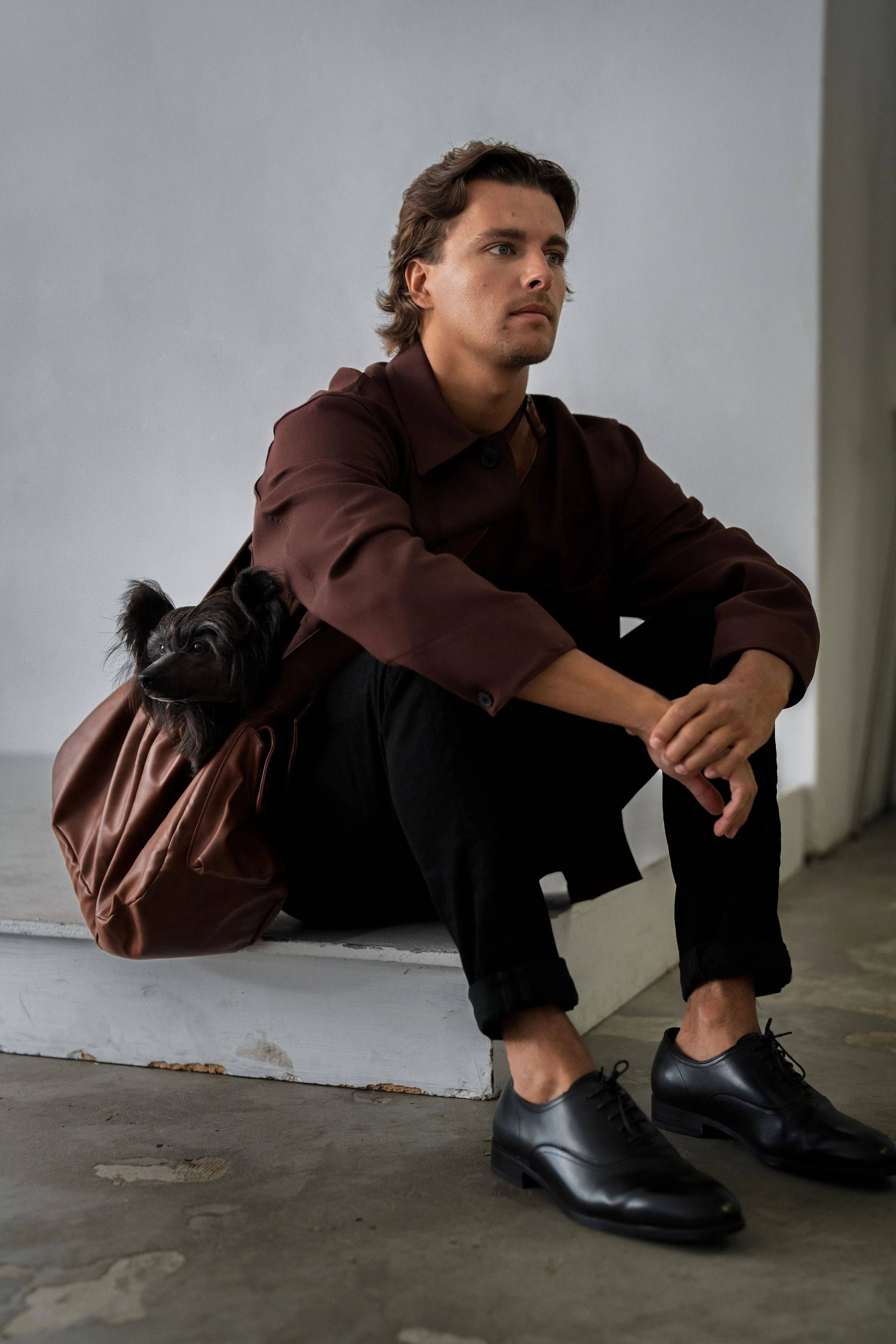 NOAH AND PAW LLC - Wholesale Pet Carrier - Cat/Dog - Vegan Leather Pet sling Carrier, Ruffle Style27