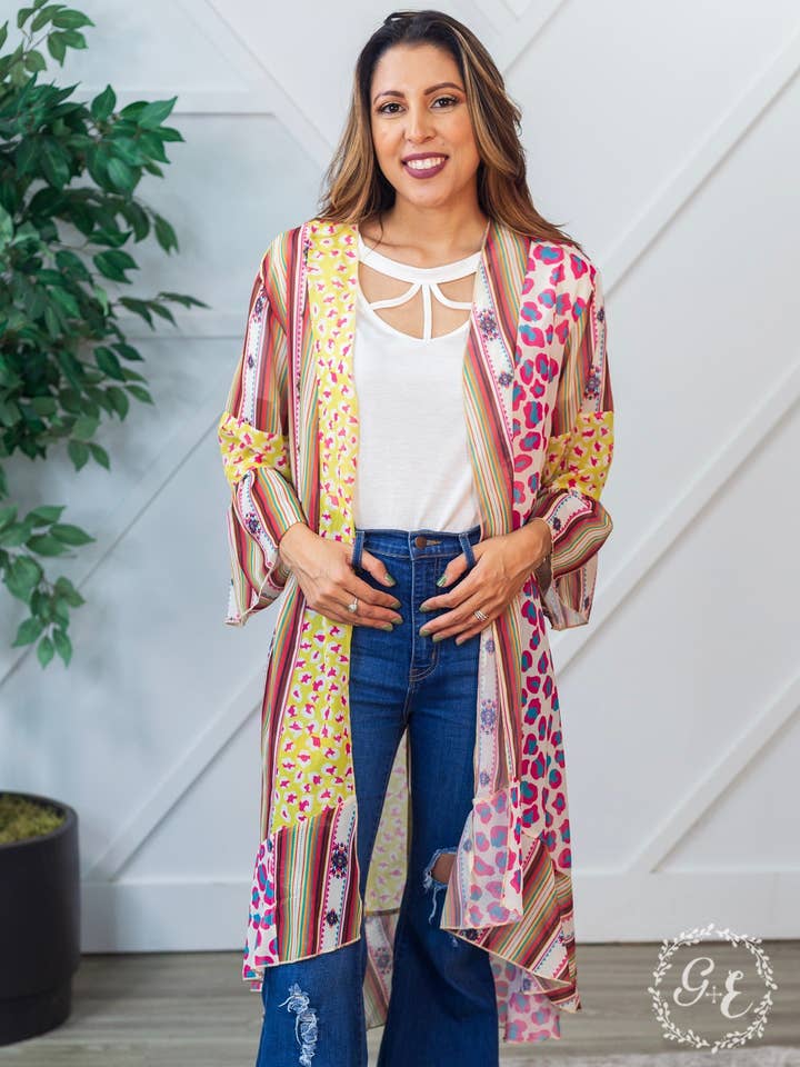 Mimosa Mornings Multi-Panel Duster - Jeweled Serape for wholesale by GRACE+EMMA by Southern Grace