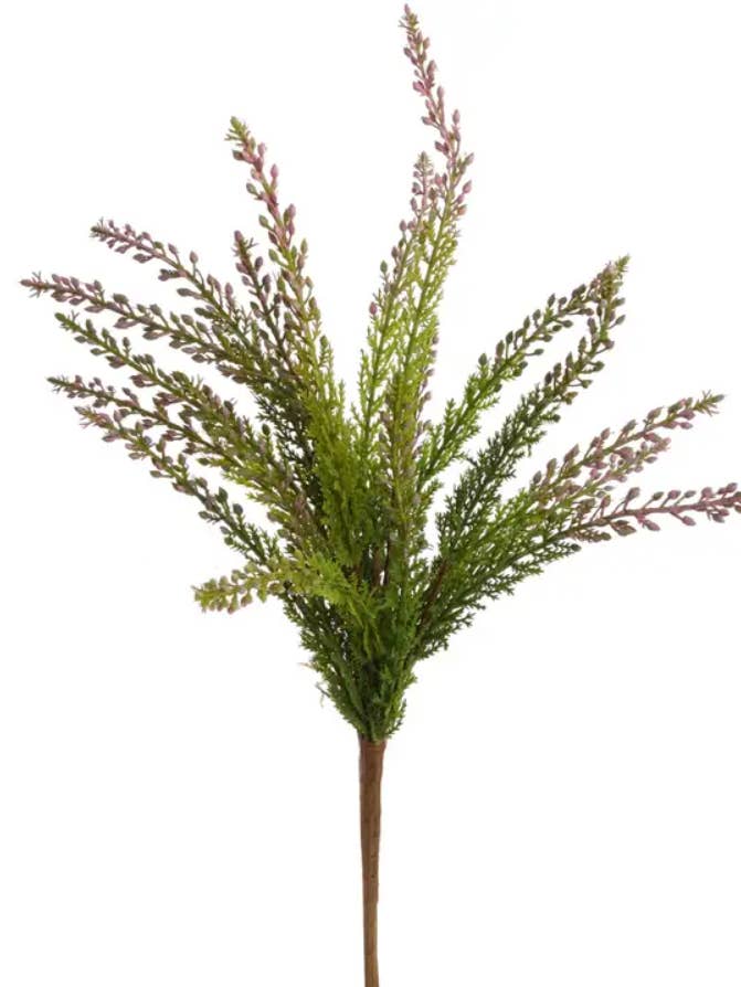 3-Piece 17" Faux Cedar Bush with 18 Fronds – Lavender for wholesale by Larksilk