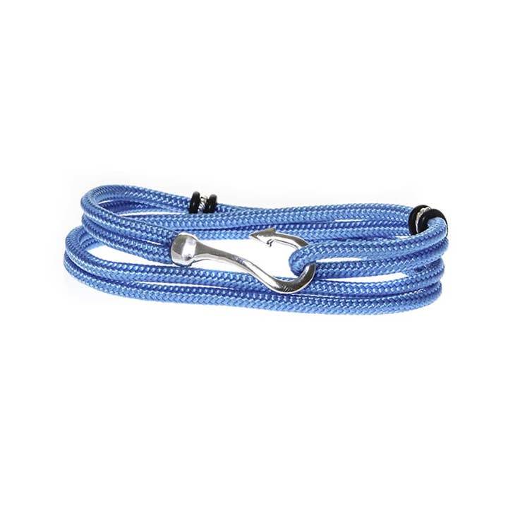 Pulseira Cordão Turquesa Duplo Redondo Gancho Prata por atacado de Orus bijoux men