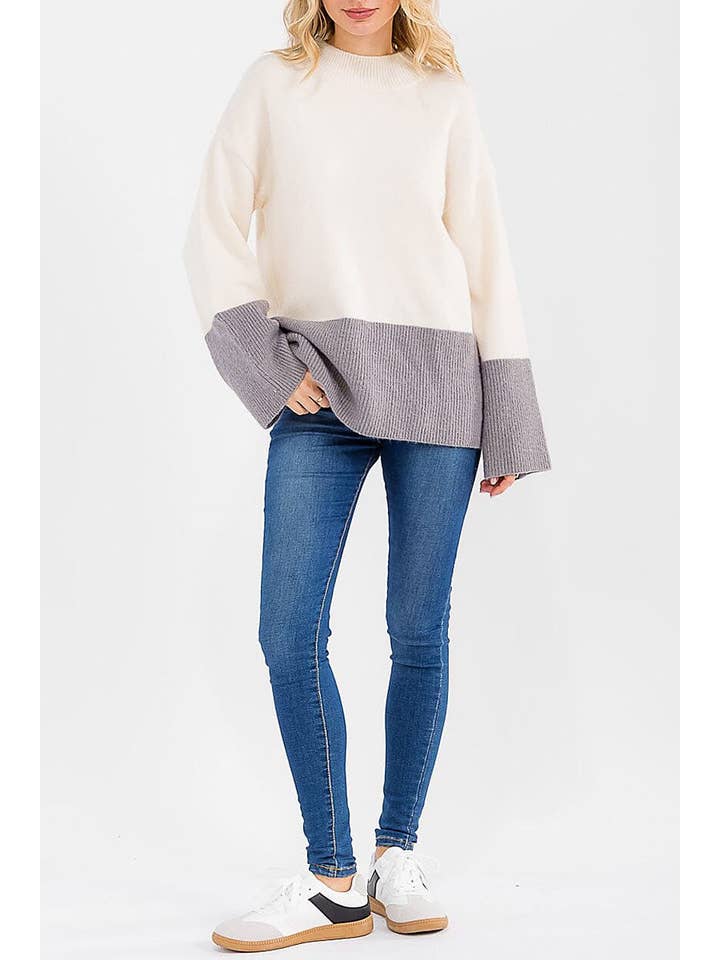 ROUSSEAU - Wholesale Knit Sweater - Women's - LONG SLEEVE COLORBLOCK PULLOVER SWEATER13