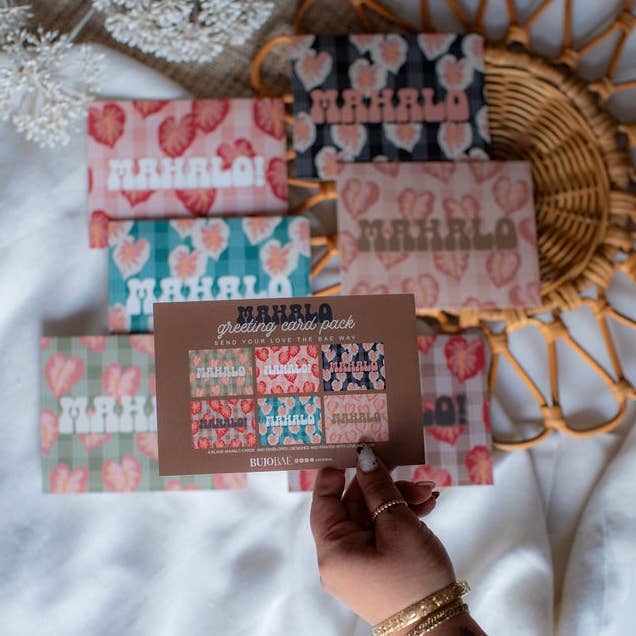 Bujo Bae - Wholesale Everyday Greeting Card - MAHALO in Hilo Anthurium | Greeting Card PACK3