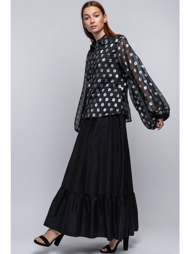 QMP Moda – wholesale Buttoned-down shirt – Women's – PUFF SLEEVE ORGANZA BLOUSE14