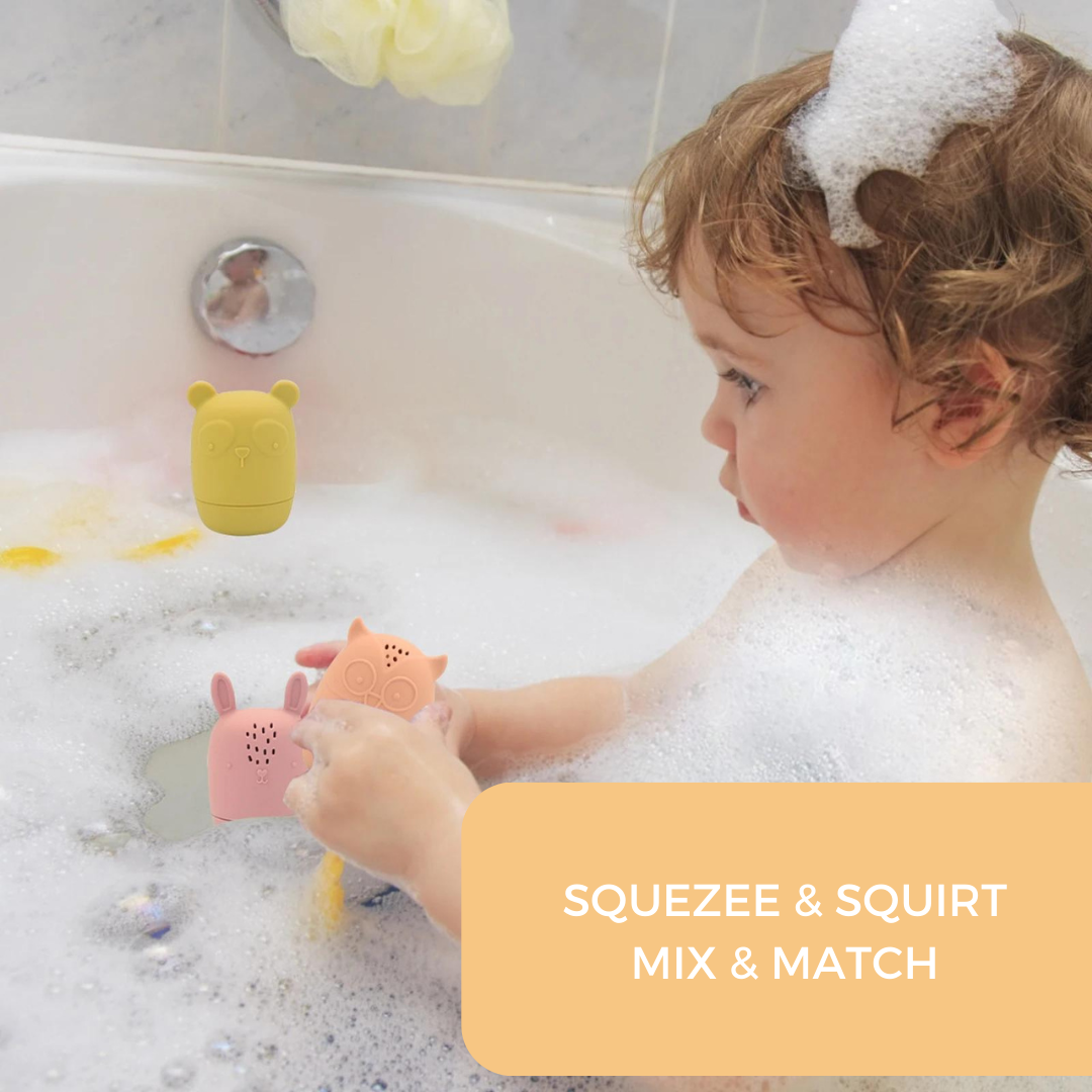 Dreamroo – Engroshandel Badelegetøj - Baby – Sprinkler Dyrebadelegetøj - 4-delt sæt2