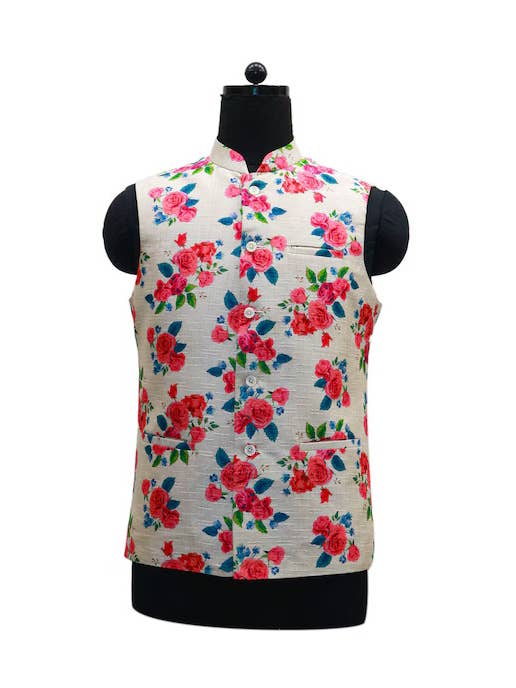 Broderad blommig Nehru-jacka för modemedvetna män för wholesale av Masculine MOoda