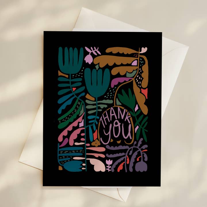 Carte Florale Funky Merci pour la vente par Courtney Kendall Art