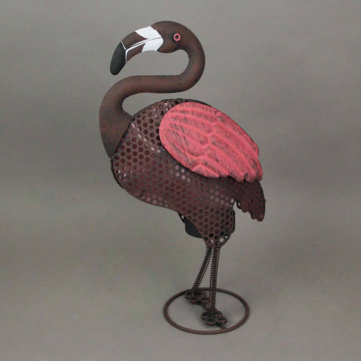 Zeckos - Wholesale Outdoor Ornament/Decor - Pink Flamingo LED Lighted Solar Garden Statue 18 Inch1
