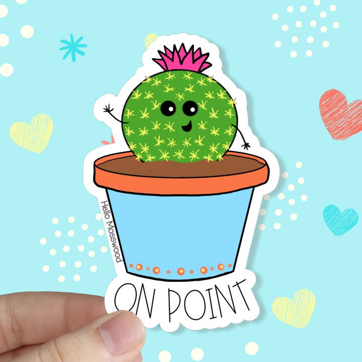 On Point Cactus Vinyl Sticker for wholesale by Hello Mosswood