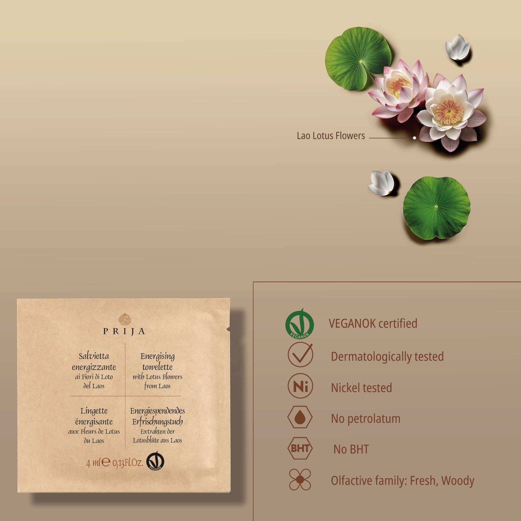 GFL Cosmetics – wholesale All-purpose cleaning wipes – Prija Energising Wipe With Lao Lotus Flowers - 500Pack3