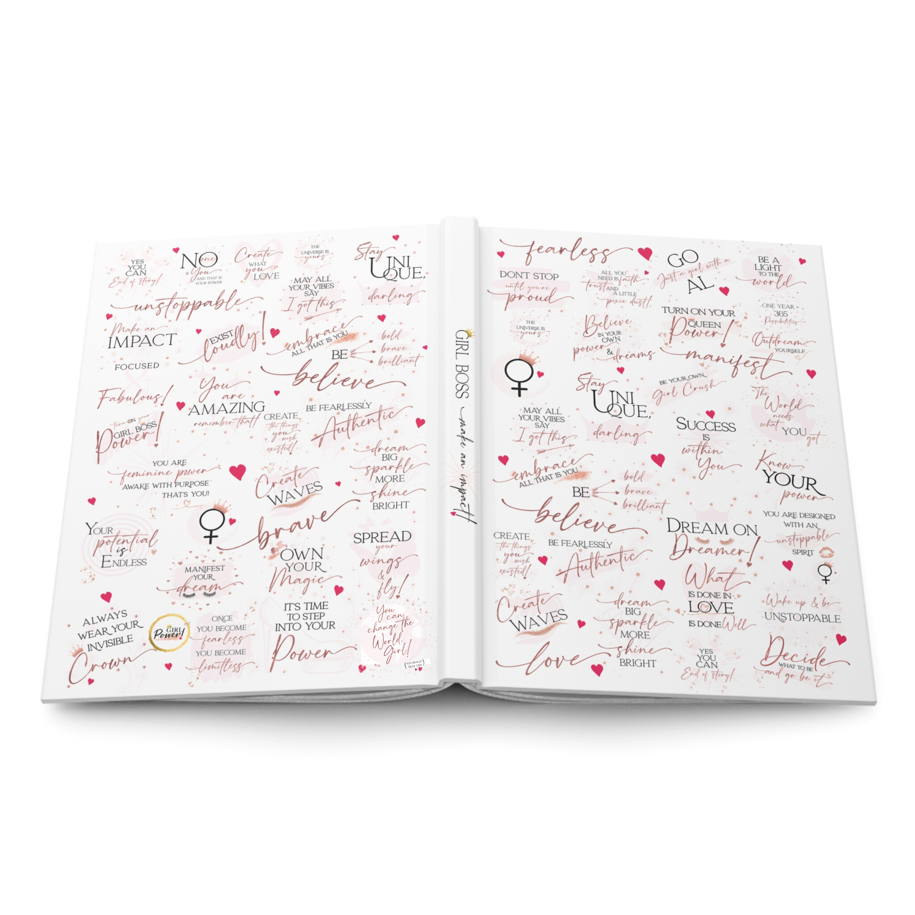 Girl Power 24/7 - Wholesale Journal/Diary - Girl Boss Hardcover Journal - Make an Impact! - White & Rose3