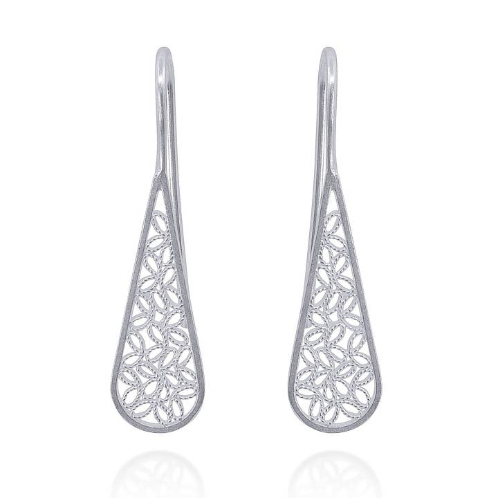 VIENNA SILVER MEDIUM EARRINGS FILIGREE for wholesale by Olmox - Fine Filigree Jewelry