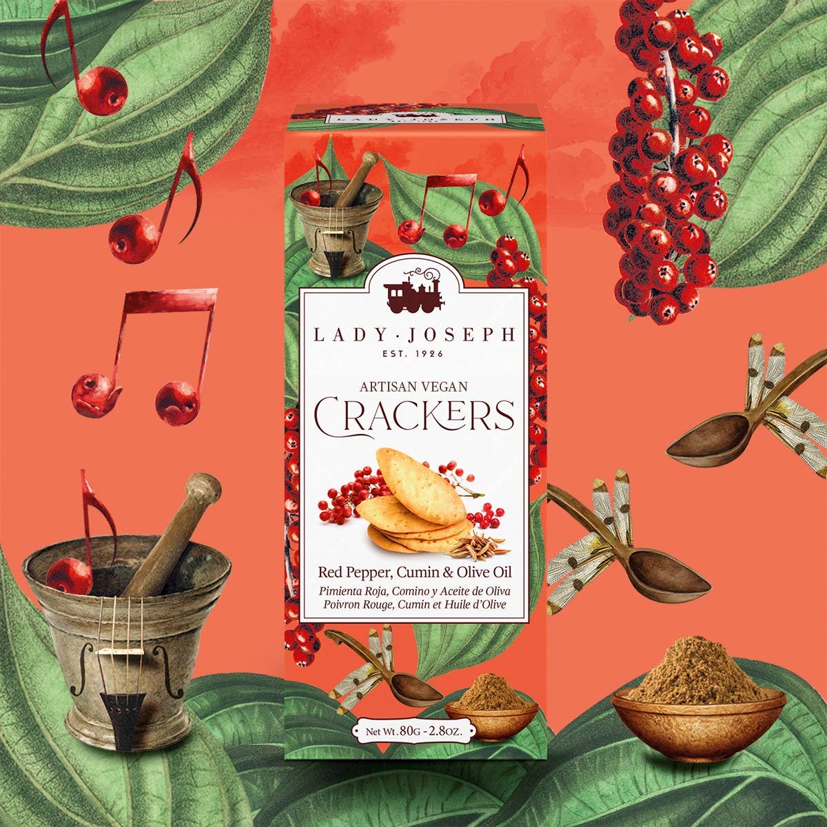 Lady Joseph - Wholesale Crackers - Crackers with Pink Pepper, Cumin & Olive Oil (snack cracker)6