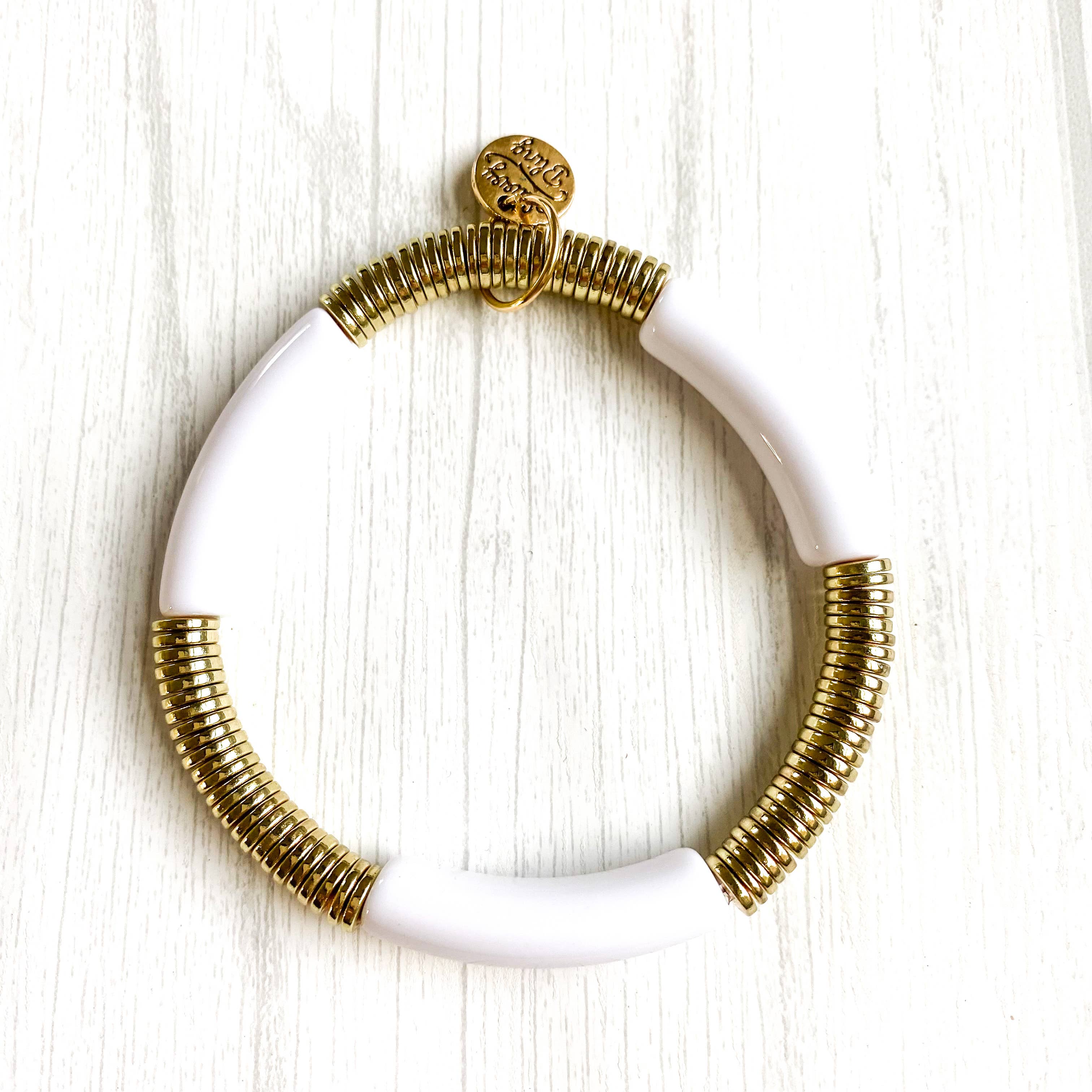 Savvy Bling - Wholesale Beaded Bracelet - Acrylic Tube Bamboo Bracelet & Gold9