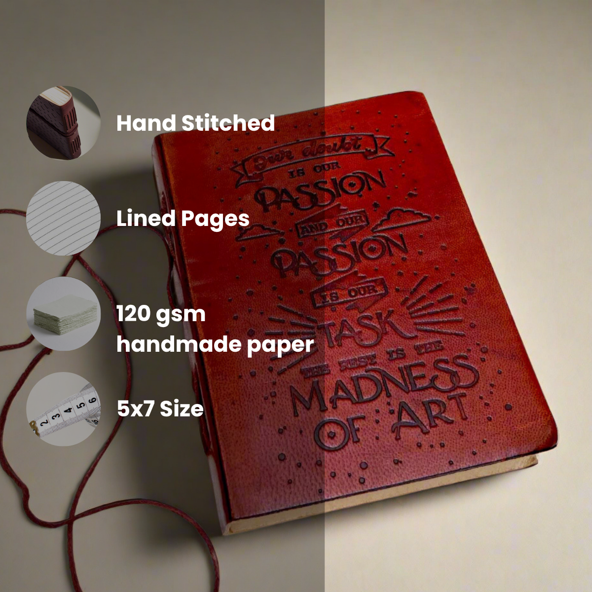 Soothi | Containers Of Creativity - Venta al por mayor Diario/agenda - Cuaderno de Cuero con Cita de Henry James - "Nuestra Duda es Nuestra Pasión" para Artistas y Escritores2