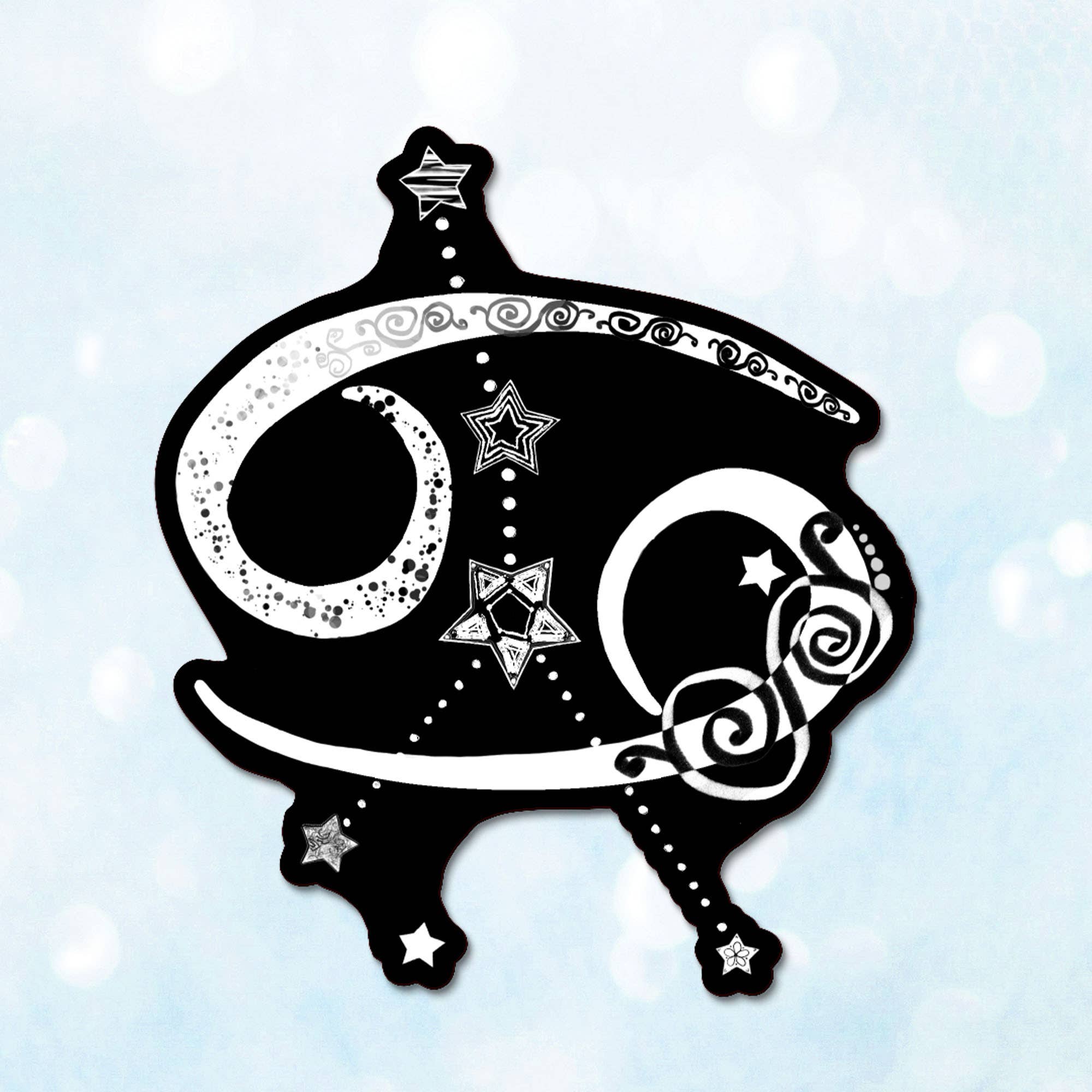 Katekreates - Wholesale Sticker - Cancer Symbol and Constellation, 3” Zodiac Sticker, White2