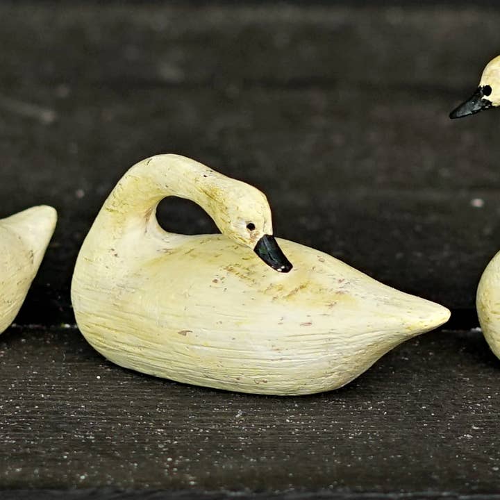 Impressive Enterprises, Inc. - Wholesale Decorative Tabletop Object - 63400- Set of 3 Mini Ivory Swans-Poly Resin-4.5Lx1.75Wx2.5in