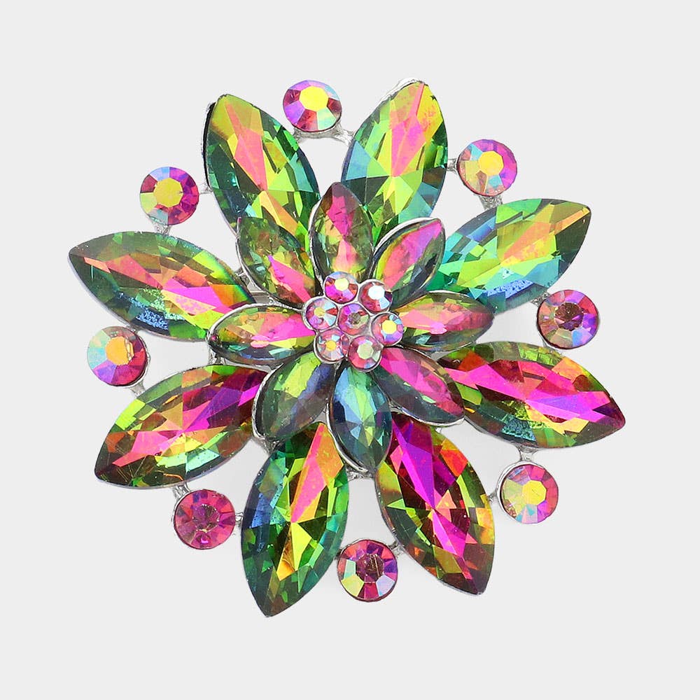 Sensibling Corp. - Wholesale Brooch - Marquise Stone Accented Flower Pin Brooch
13