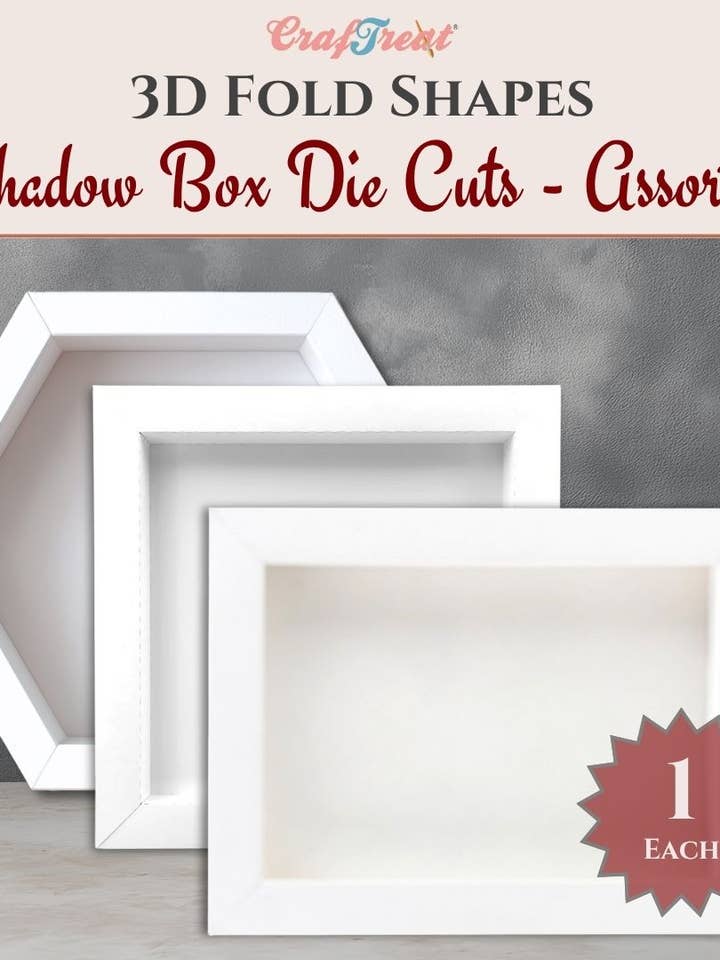 CrafTreat 3D Fold Shapes - Shadow Box White - Assorted Shapes 3pcs for wholesale by CrafTreat