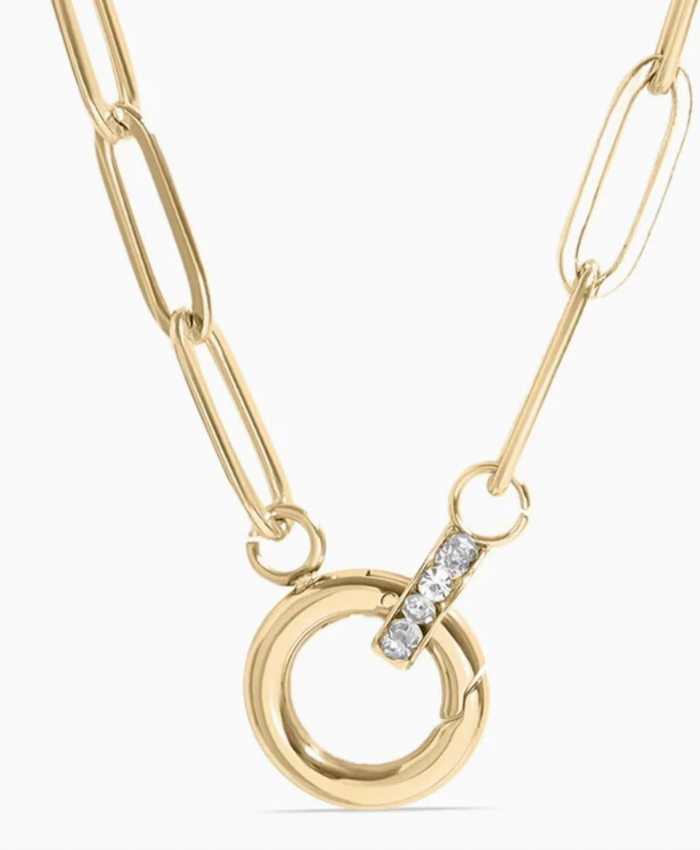 HoopLa – Engroshandel Halskæde med vedhæng – Lia 18K Guld PVD CZ Papirclips Karabinhage Vedhængsholder Halskæde1