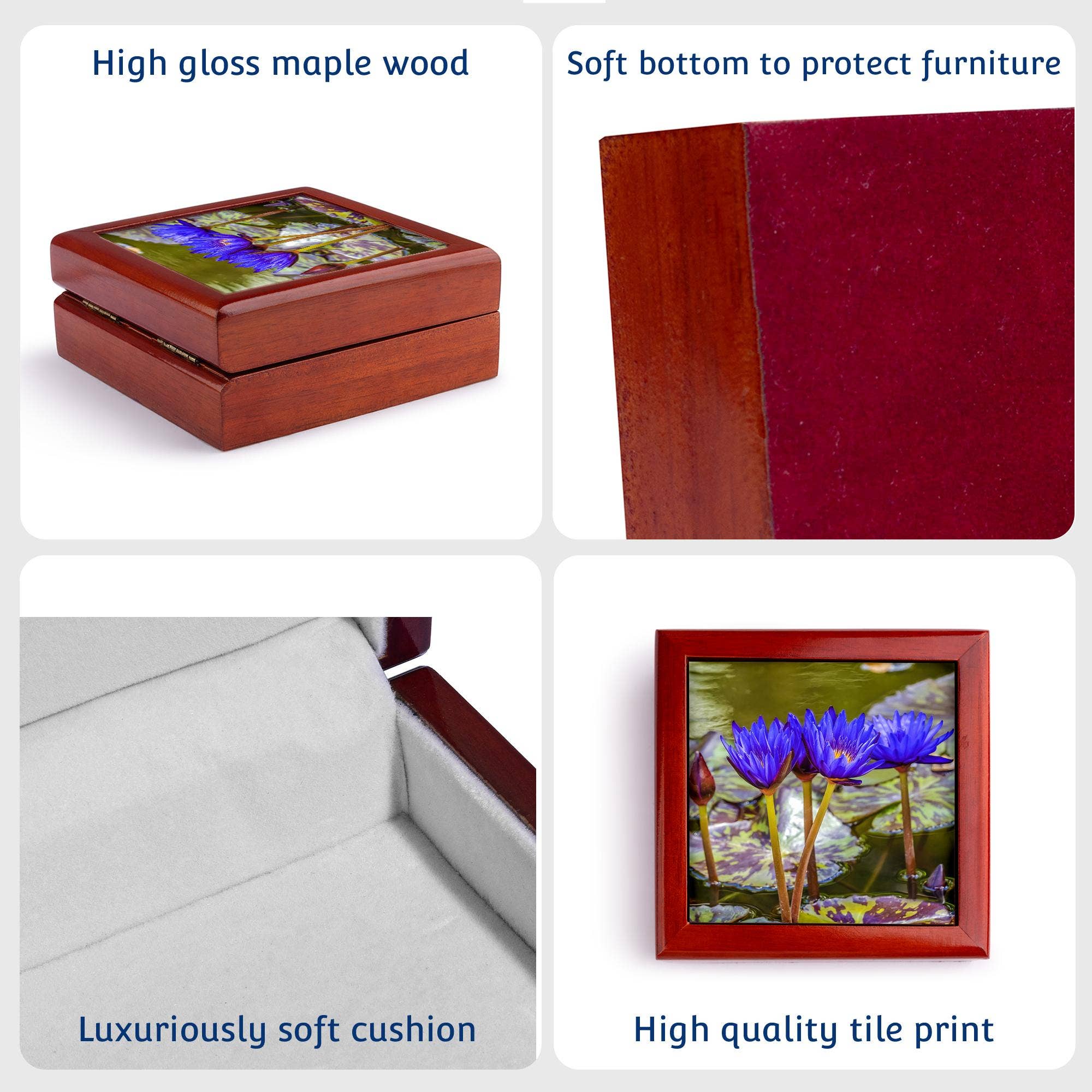 3dRose – wholesale Jewellery box/organiser – 3dRose, Blue flower Nymphaea King, Botanic Garden, Coral Gables, Florida., Jewelry Box6