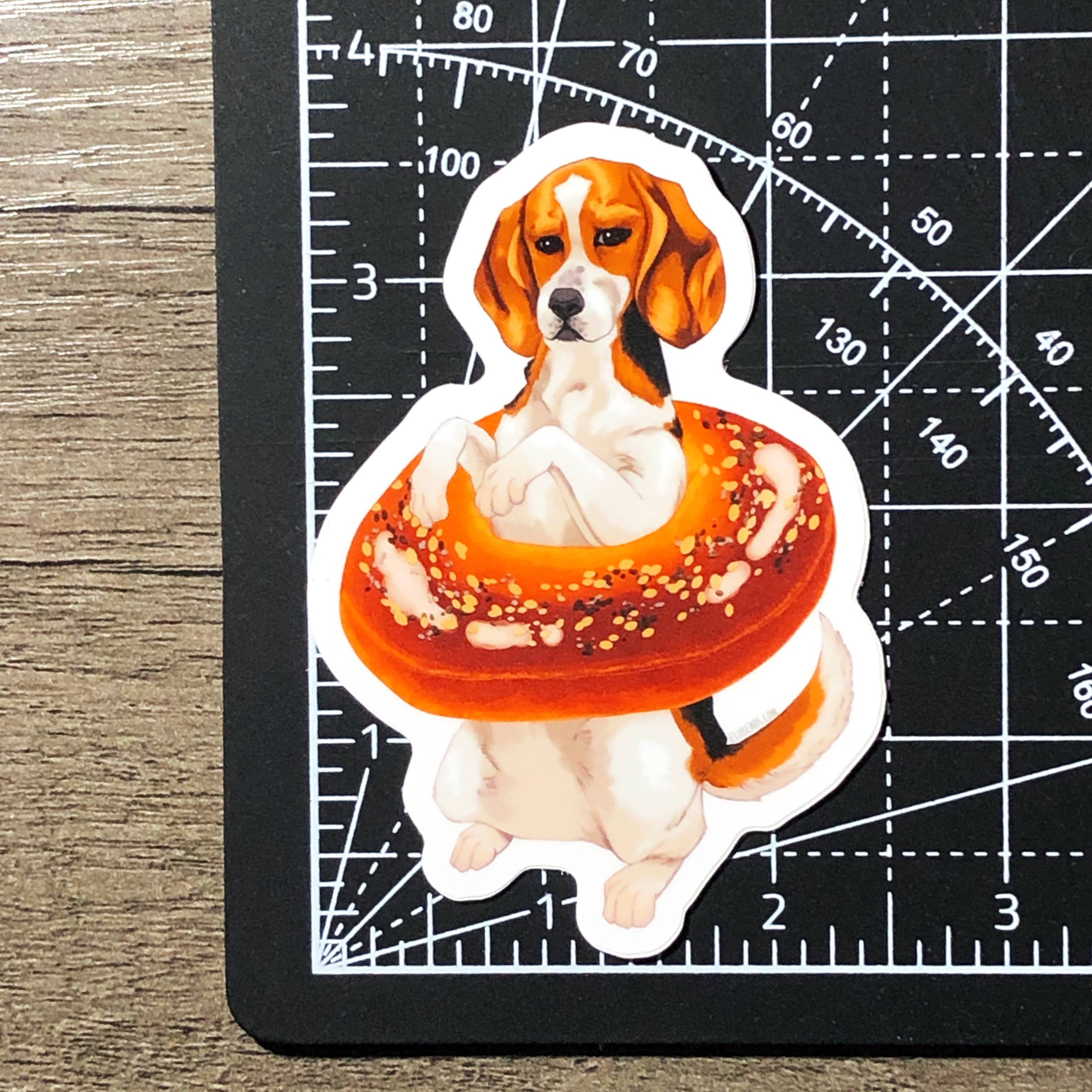 Eli Benik - Wholesale Sticker - Beagle Bagel bakery dog heavy duty waterproof vinyl sticker1