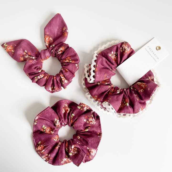 Rose Petal Floral Scrunchie for wholesale by Chlea & Co.