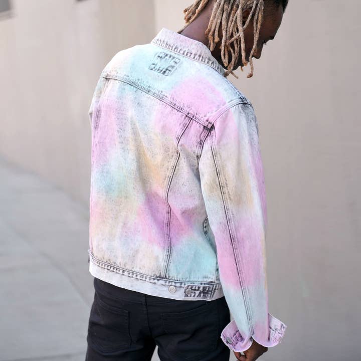 DK239 MULTI COLOR AIRBRUSHED DENIM JACKET for wholesale on Faire