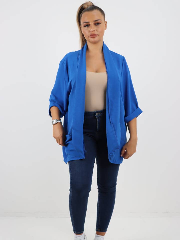 Italiensk lättviktsjacka med 3/4 ärm öppen front för wholesale av Miss Bold