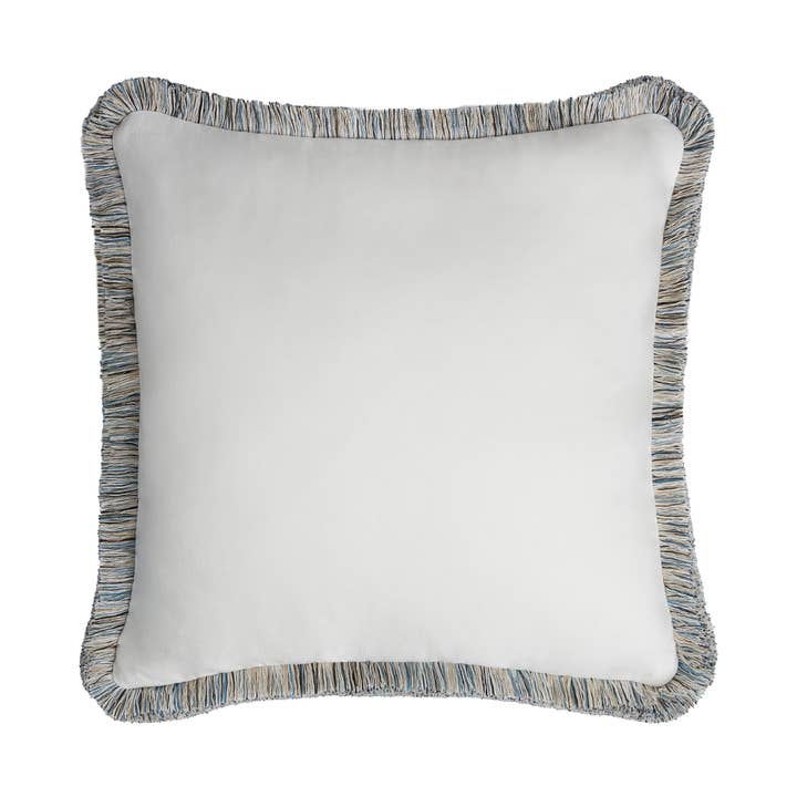 CAPRI LINEN Cushion White Multicolour Fringes for wholesale by Lo Decor